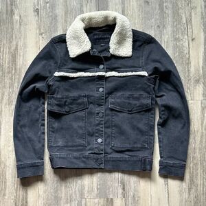 AllSaints Women's Shearling Collar Black Denim Jacket Size 0
